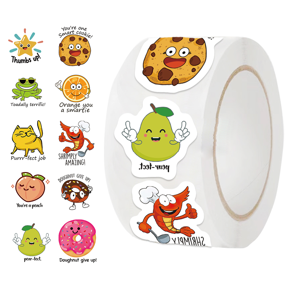 Kids Education Motivation - 500 adet rulo Sevimli Çıkartması Öğrenci