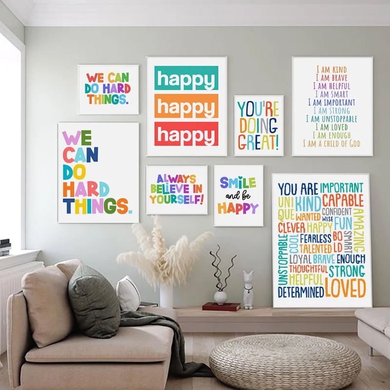 Kids Education Motivation - Olumlu Çocuk Sınıfı Duvar Resmi İlham