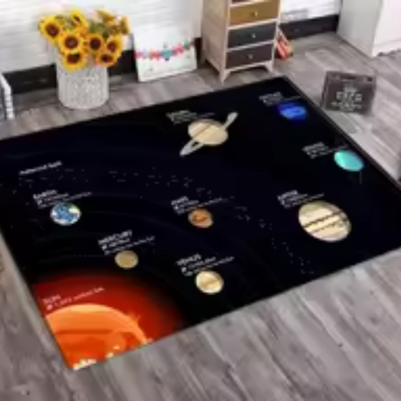 Background For Kids Education - Siyah Zeminli Güneş Sistemi Gezegen Etiketli
