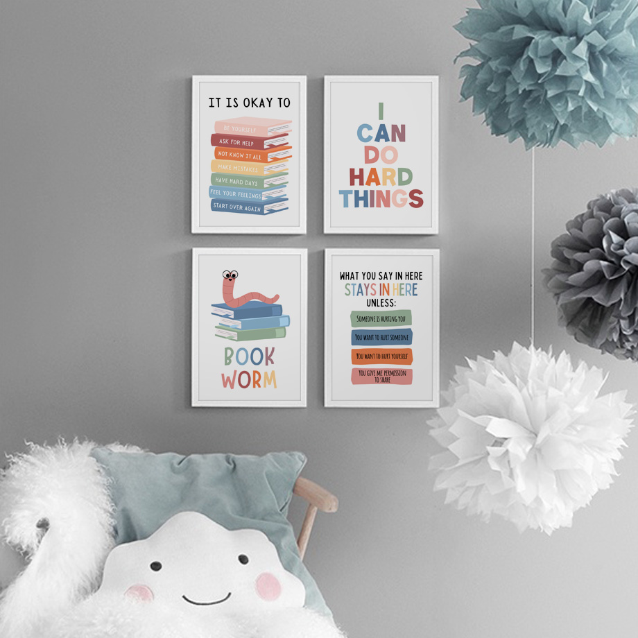 Kids Education Motivation - İngilizce Eğitim Tırnaklar Motivasyon Sınıf Posterler