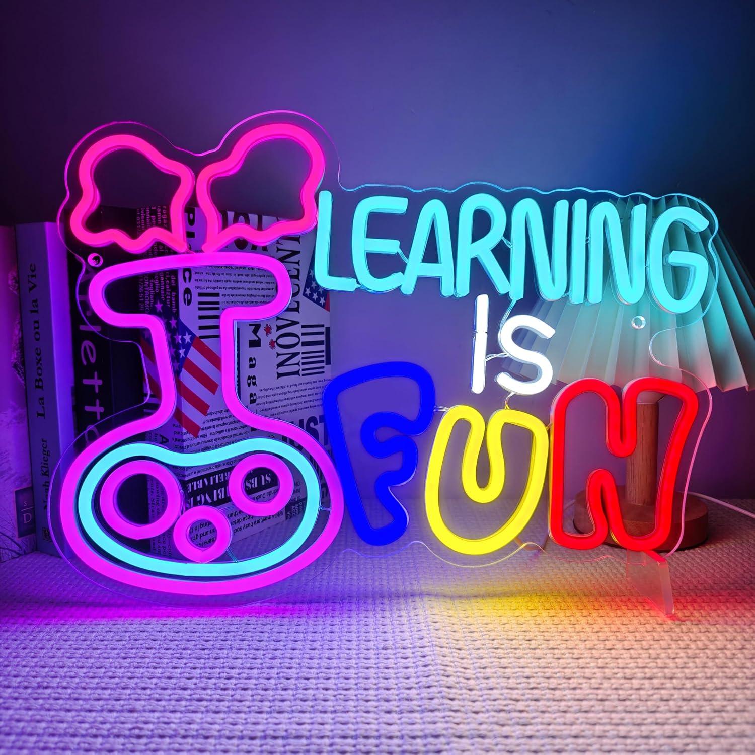 Kids Education Motivation - Öğrenmek Eğlencelidir Neon Tabela USB Kısılabilir