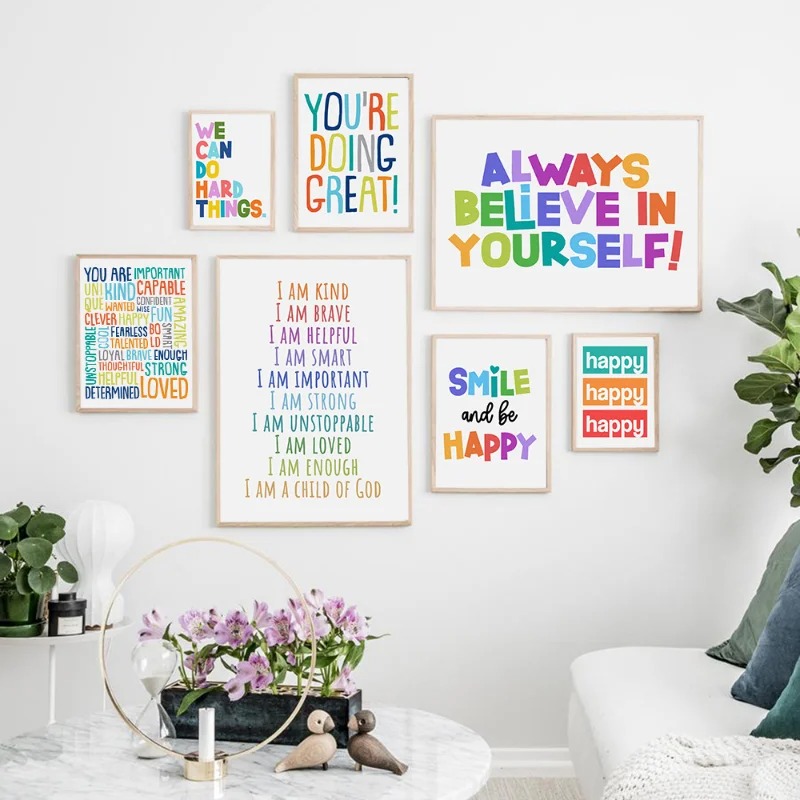 Olumlu Çocuk Sınıfı Duvar Resm - Kids Education Motivation incelemesi ve fiyatı