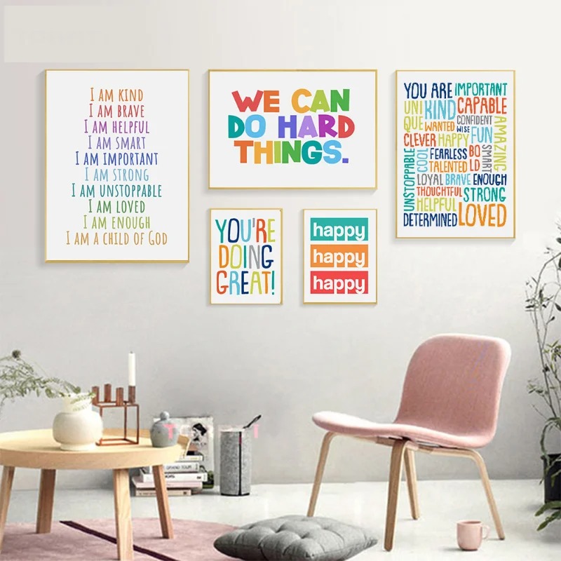 Olumlu Çocuk Sınıfı Duvar Resm - Kids Education Motivation incelemesi ve fiyatı