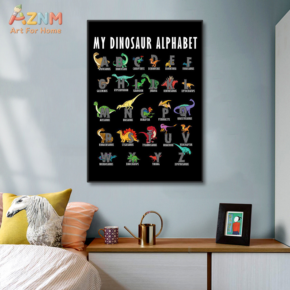 AZNM Dinozor Alfabe Tuval Duva - Background For Kids Education incelemesi ve fiyatı