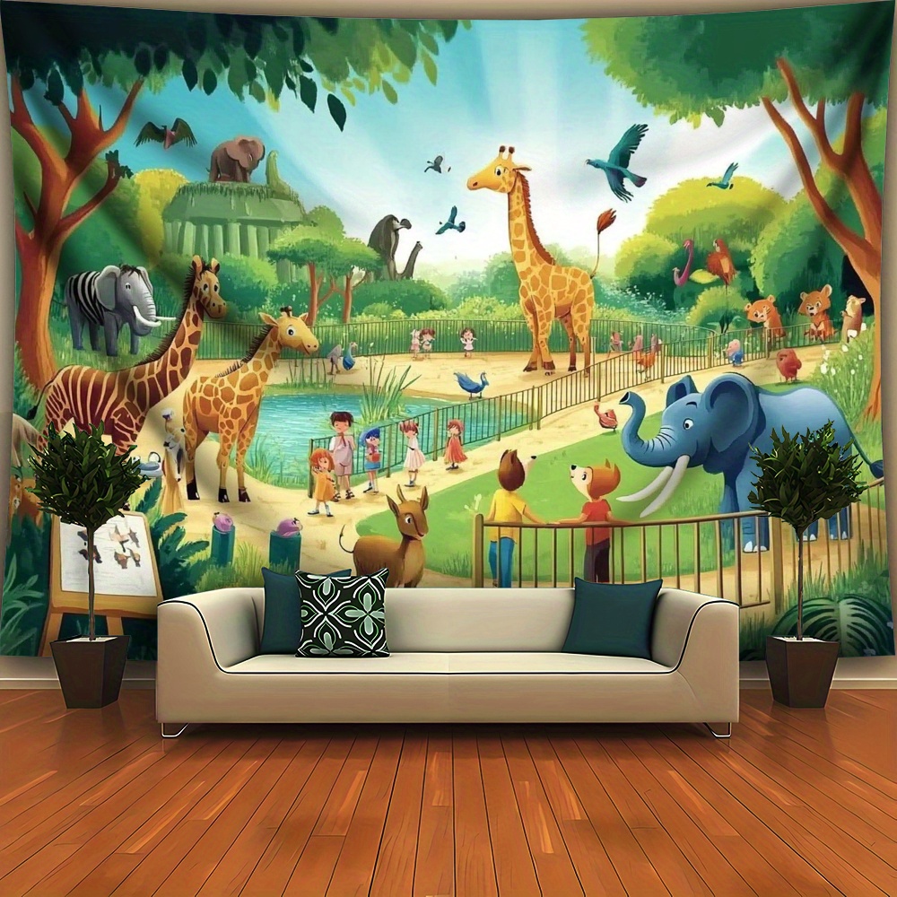 1 adet Karikatür Hayvanat Bahç - Background For Kids Education incelemesi ve fiyatı