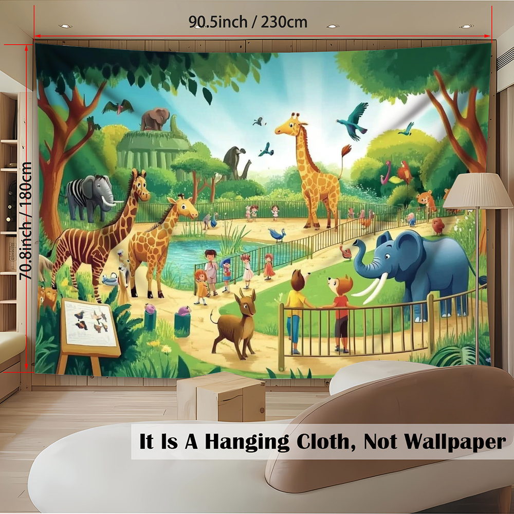 1 adet Karikatür Hayvanat Bahç - Background For Kids Education incelemesi ve fiyatı